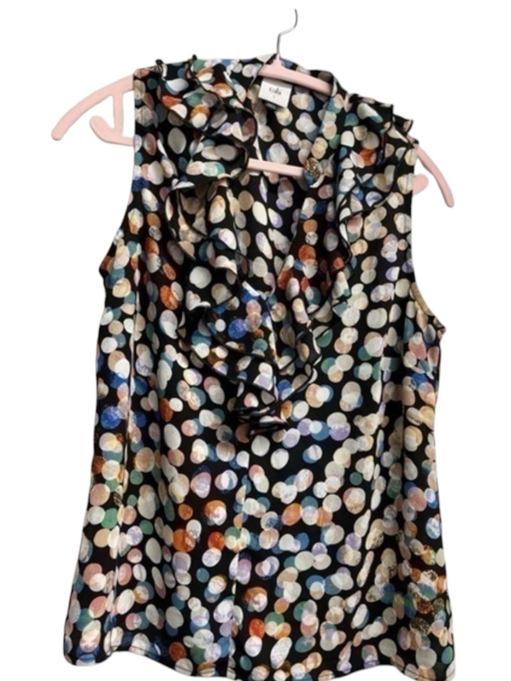 CAbi Polka Dots Sleeveless Top Size S